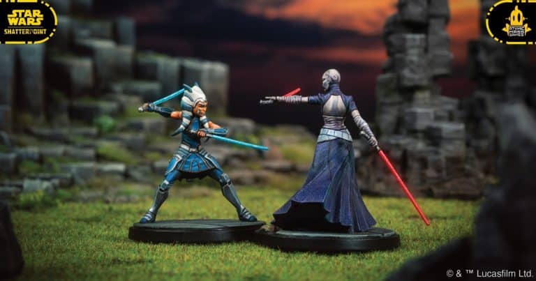ahsoka qui se bat face à asajj shatterpoint